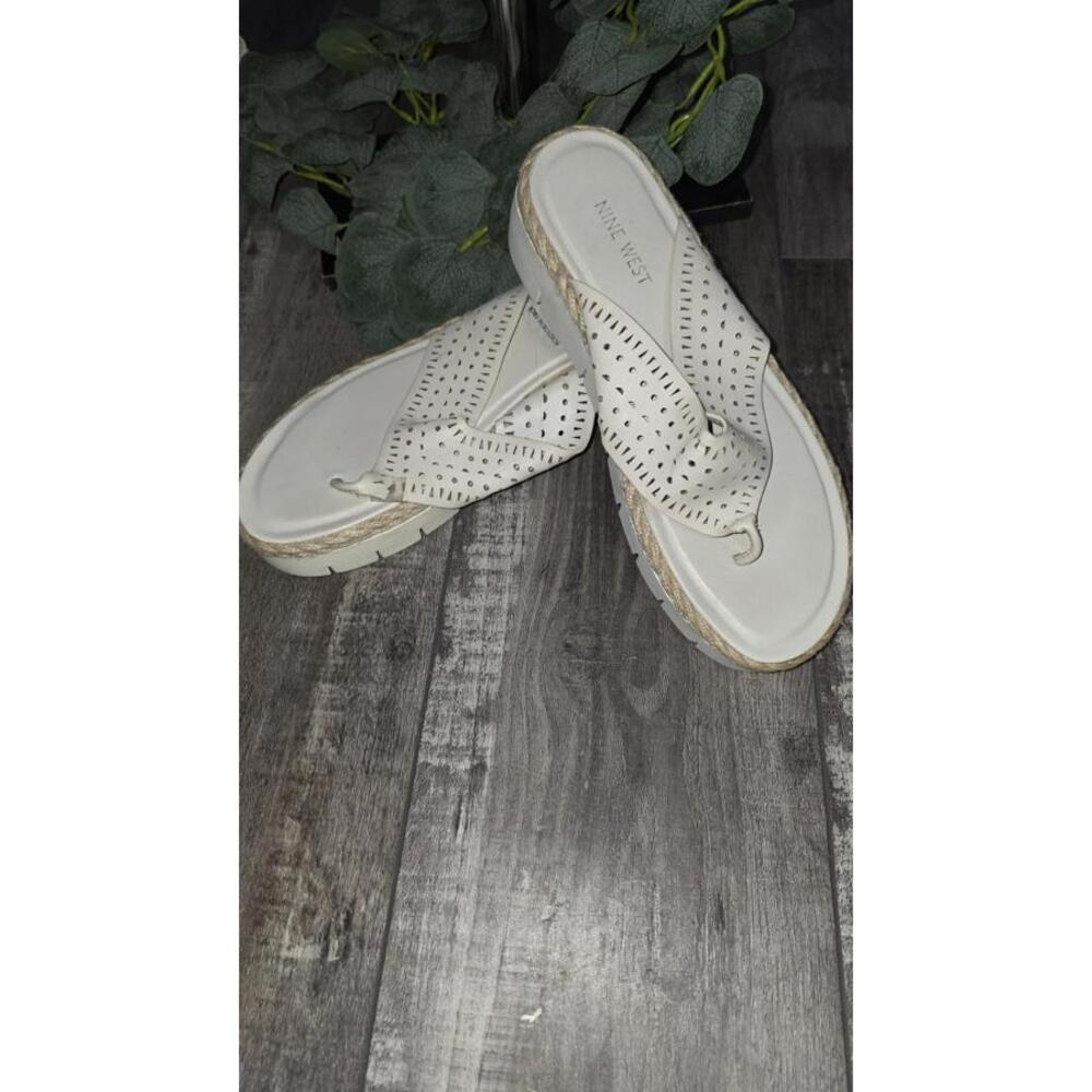 Nine West Ivory Cream Comfort Strap Summer Platform Sandals Women's Size 9M